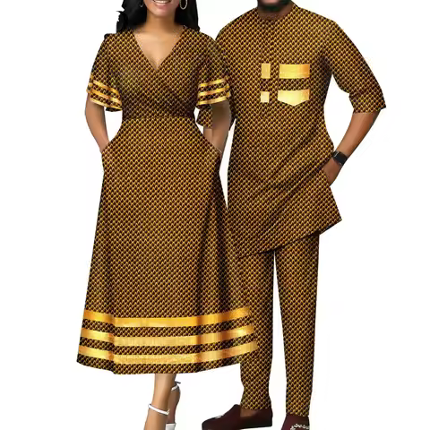 Dashiki African Lovers Suit Party Clothing Husband and Wife Suit African Clothes for Couple Men and