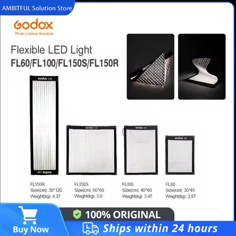 Godox Flexible LED Video Light FL60 FL100 FL150R FL150S Rollable Cloth Lamp with Honeycomb Grid Soft