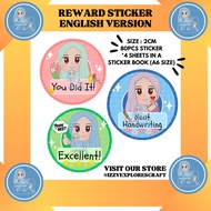 ENGLISH Reward Sticker | Teacher Reward Sticker for Student | Cute Reward Sticker Book | (BSVES3-D)