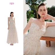 OLV floral 2-strap maxi dress made of soft, smooth silk material with Eivor flare, suitable for the 