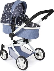 Bayer Chic 2000® 2-in-1 Mika Doll's Pram - Navy Stars - Foldable - Height-Adjustable Handle 47-80 cm