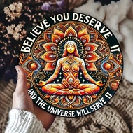 1pc Vintage Style Metal Sign "You Deserve It, The Universe Will Serve It" - Round Metal Wall Art Dec
