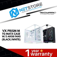 TECWARE VX PRISM M TG MATX CASE w/3 ARGB FANS - (BLACK/WHITE)