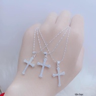 Beautiful bright 925 silver stone cross necklace - jena sliver