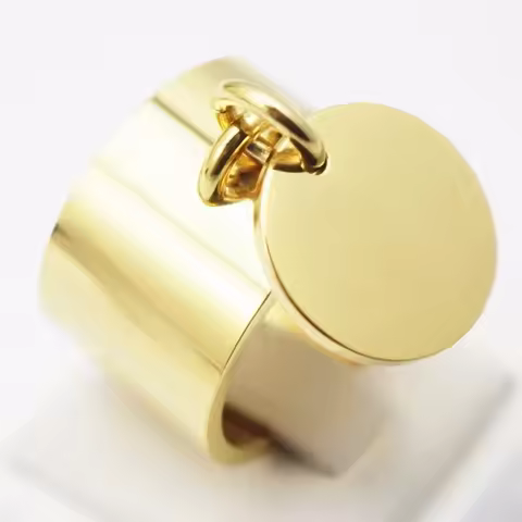 Oval Geometric Pendant Ring Women Fashion Jewelry Stainless Steel O Charm Finger Ring Size 7 10 11 6