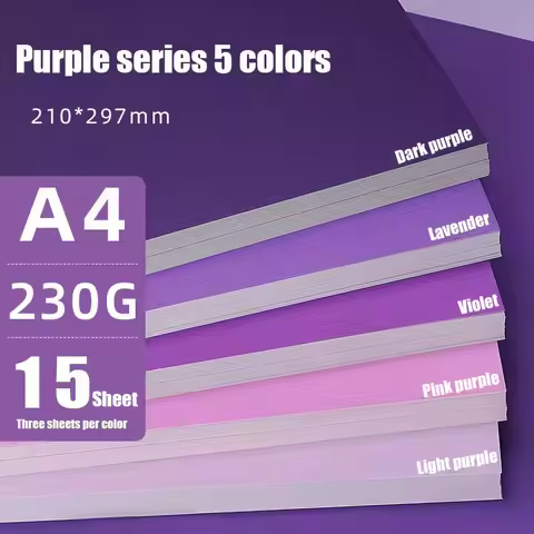 15 Sheets Assorted Purple Cardstock Printable A4 Color Paper 230gsm Suitable for Scrapbooking Card M