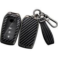 ontto Key Cover Fit for Toyota Key Fob,Metal Key Shell Carbon Texture Car Key Protector for BZ4X Pri