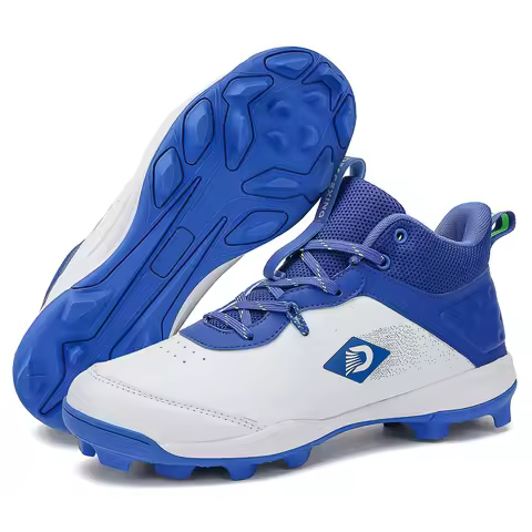 Youth Mid-Top Baseball Softball Cleats - Non-Slip Spiked Athletic Shoes for Teen Training & Competit