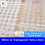 Velcro dots 100 pairs, Self Adhesive, 1.2cm - 1.5cm Transparent /White adhesive Velcro Round Dots