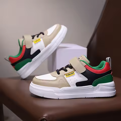 Children's sports shoes waterproof student casual shoes girls flat bottomed leather board shoes boys