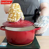 BESTLINK Kitchen Oven Gloves High Heat Resistant Short Oven Mitts Cooking Baking Oven Mitts Kitchen 