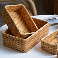 Rattan Storage Basket Retro Storage Box Snack Basket Hand-Woven Rattan Storage Basket Sundries Sorti