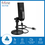 Fifine K670b Podcast Microphone USB with Headphone Monitoring 3.5mm Jack and Pluggable USB Connectivity Cable For Computer PC Mac Windows