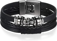 Leather Bracelet Men's Bracelet Women Bangle Friendship Bracelets BFF Bracelets for 2 Black Brown Sk