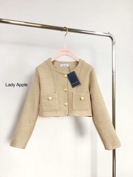 Lady Apple : เสื้อทวิตคอกลมแขนยาว กระดุมทอง กระเป๋าสองข้างใช้งานได้จริง