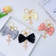 Korean Style Bow Keychain Creative Alloy Rhinestone Ballet Dancer Pendant Girls DIY Bag Charm