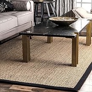 royal sapphire Natural Fiber Collection Basketweave Natural and Beige Summer Seagrass Square Area Ru