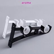 AROMA 2 Pcs Double Curtain Rod Holders, Durable With Screw Aluminum Alloy Curtains Holders, Home Decor Adjustable Matte Black Double Curtain Rod Brackets Bedroom