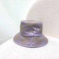 GUCCI粉紫色緹花大LOGO混紡漁夫帽730336