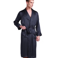 TOP☆100% Real Silk Robe Sleepwear 22 Momme Mulberry Silk Long Nightgown Men's Luxury Natural Long Length Lapel Collar Pyjamas