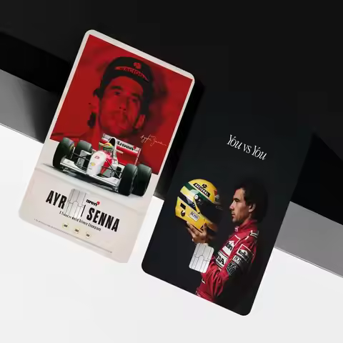 F1 Ayrton Tacing Driver Senna 4pcs 1Set Credit Card Skin Stickers for Bank Card Bus Metro Card Stick