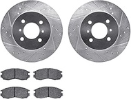 Dynamic Friction Company Front Brake Rotors-Drilled and Slotted-Silver with 5000 Advanced Brake Pads