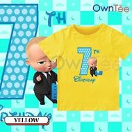 Boss Baby Birthday 07 Year Old Birthday T-shirt Baby Boy Birthday Short Sleeve Tshirt Girl Fashion U
