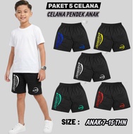 5 Pcs Children's Sports Shorts Ages 3-15 Years | Unisex Boys Girls Ages 7-15 Years