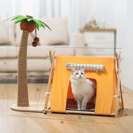 Cat Camping Tent with Coconut Tree / Sisal Scratching Tree / Cat House