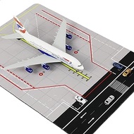 1/300 British A380 Aircraft Model with Rubber Airport Mat and 5 Cars for Diecast Metal Aircraft Mode