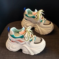 Mesh Breathable Retro Daddy Shoes Women's Fire Thick-Soled Inner Heightening Sports Casual Shoes#网面透