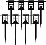 Flash Furniture DN-SL106-8-BR-GG 8 Pack Lantern Style LED Weather Resistant Outdoor Solar Powered Li