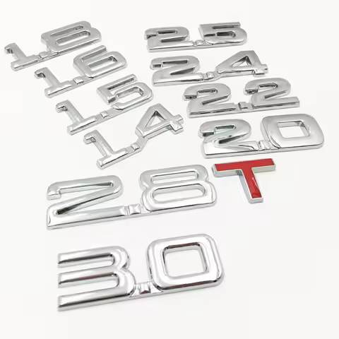 3D Metal Car Displacement Sticker 1.3 1.4 1.5 1.8 2.0 2.2 2.5 2.8 3.0 T Volume Logo Car Rear Trunk E