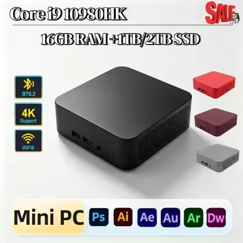 Intel Core i9 10980HK Mini PC 16GB RAM 1TB 2TB M.2 SSD WiFi 6 BT5.2 Low Power NVMe Desktop Computer 
