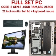 FULL SET PC BRAND HP CORE I5 GEN 8,16GB RAM,SUPERFAST