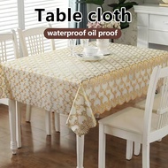 Golden Round Table Cloth 4~8 Seat Square PVC Water&Oil proof Heat-resistant Table Cover Dining