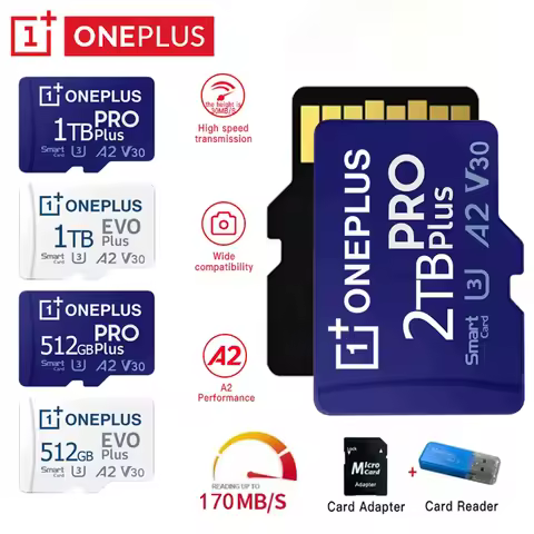 OnePlus 2TB High-Speed V30 A2 4K SD Card 512GB 256GB Memory Card 1TB Micro TF SD Adapter for Smartph