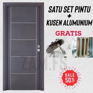 Pintu Minimalias Moderen HDF Seris | 1 Set Pintu Plus Kusen Alumunium