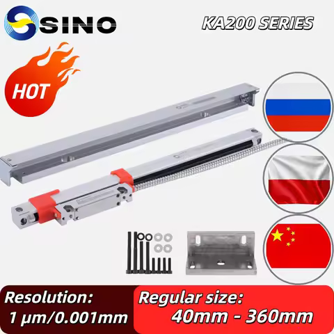 1μm 40 70 100 130 160 190 240 300 360mm Slim DRO Linear Scale 16x16mm Thin Small 1um Lathe Linear En