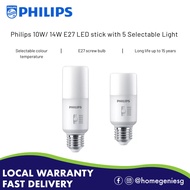 Philips 10W/ 14W E27 LED Stick screw bulb/ 5 Selectable Light Colour / Dimmable