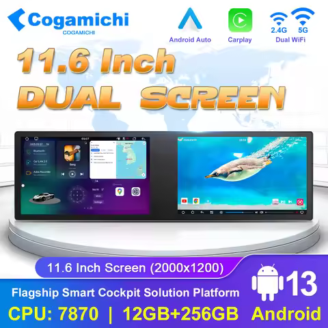 A7870 Android 13 11.6-inch dual screen universal car radio Carplay Android Auto Navigation multimedi