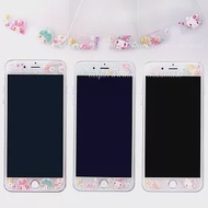 【Sanrio三麗鷗】iPhone 6 /6s (4.7吋) 繁花系列 9H強化玻璃彩繪保護貼(KITTY)