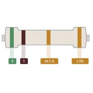 Carbon Film Resistor DIP 1/4W Color Ring 5% Precision 5.1 R/51R/510R/5.1k/51k/510k
