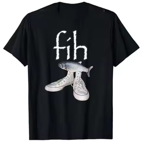 Fih Shoes Funny Fish Spelling Humor T Shirt Fisherman Fih-Calling Y2k Graphic Design Clothing Womens