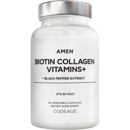 Amen Biotin Collagen s+ 10000 mcg Biotin s 90 Kapsul |   Biotin 10000 mcg dengan kolagen marin, kera