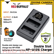 Red Buffalo NP-W126 Dual Slot Compact AC/DC Charger for Fujifilm Battery NP-W126
