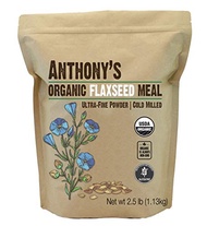 Anthony's Organic Flaxseed Meal, 2.5 lb, Gluten Free, Ground Ultra Fine Powder, Cold Milled, Keto Friendly