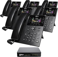 XBLUE QB1 System Bundle with 6 IP8g IP Phones Including Auto Attendant, Voicemail, Cell & Remote Pho