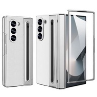 內地直送 - 三星fold7手机壳带笔槽手写笔壳膜一体电镀壳Fold65手机壳-白色 三星Galaxy Z Fold4