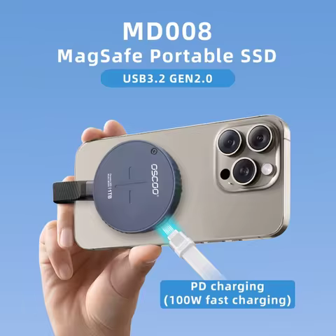 OSCOO M.2 2242 PCIe3.0 External &Portable SSD MD008 Magnetic SSD With PD3.0 100W Fast Charging 10 Gb